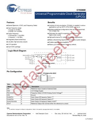 CY22800FXC-012A datasheet  